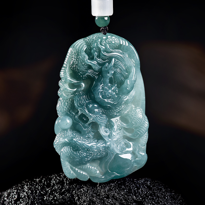 Women'S Accessories - Natural Burmese Jadeite Dragon Pendant Necklace