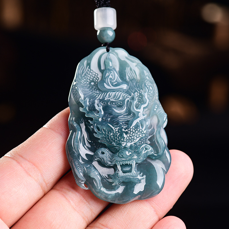 Women'S Accessories - Natural Burmese Jadeite Dragon Pendant Necklace