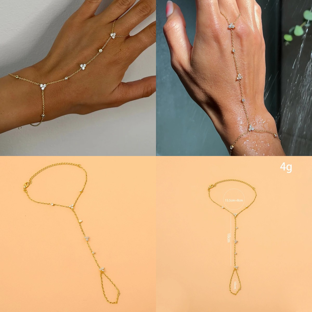 Women'S Accessories Amazon - Crystal Fingerless Hand Chain Bracelet for