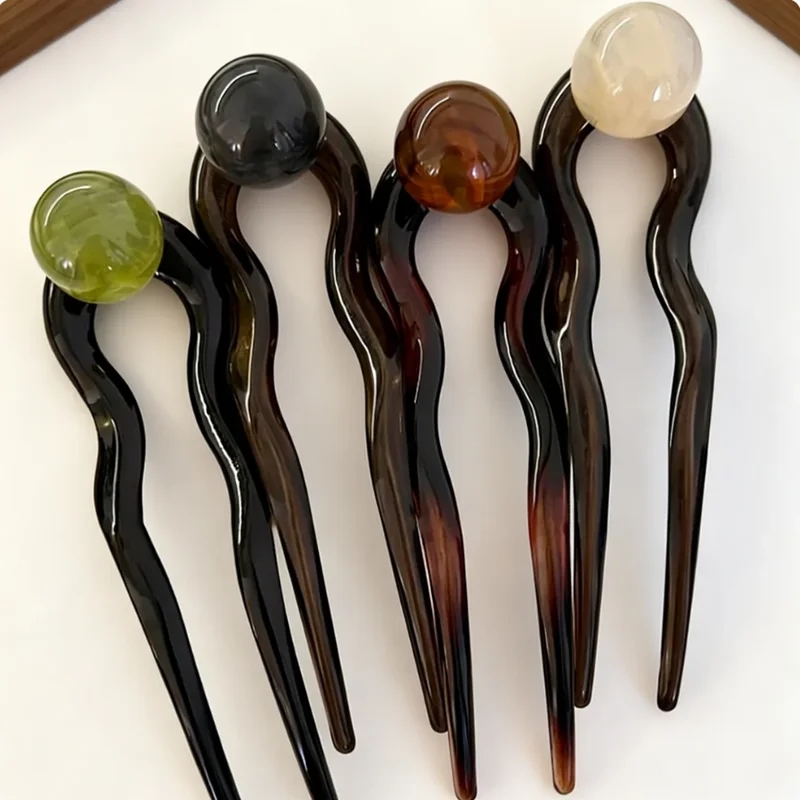 Pearl Hair Pin - Fashion Colored Pearl U-Shaped Hair Sticks