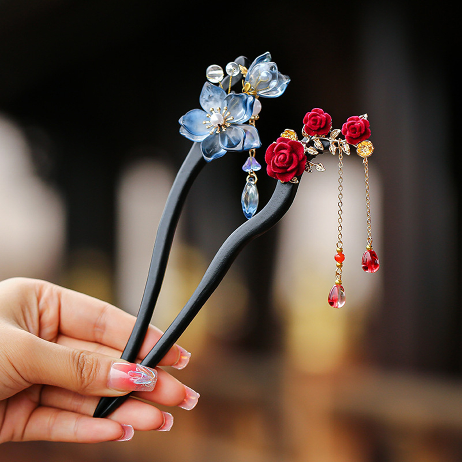 Pearl Hair Pin - Chinese Style Flower Tassel Hairpin Vintage