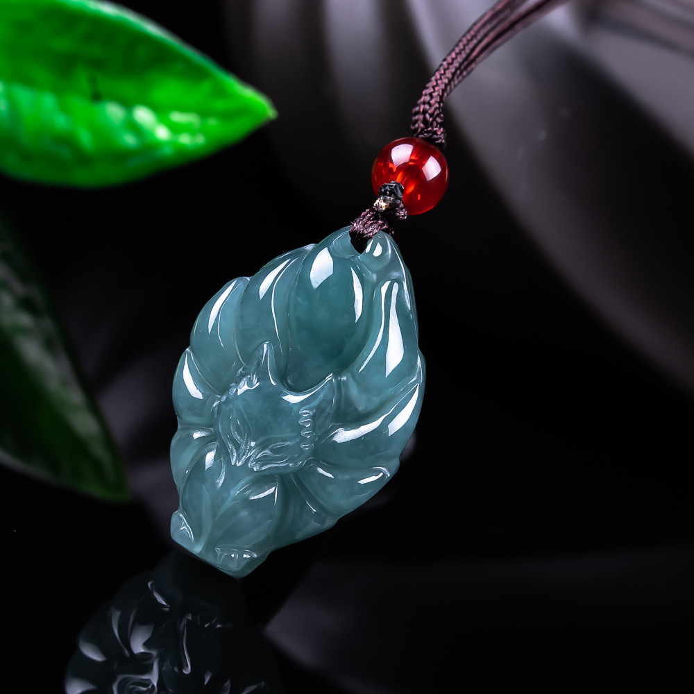 Women'S Accessories - Natural Burmese Jadeite Fox Pendant Necklace