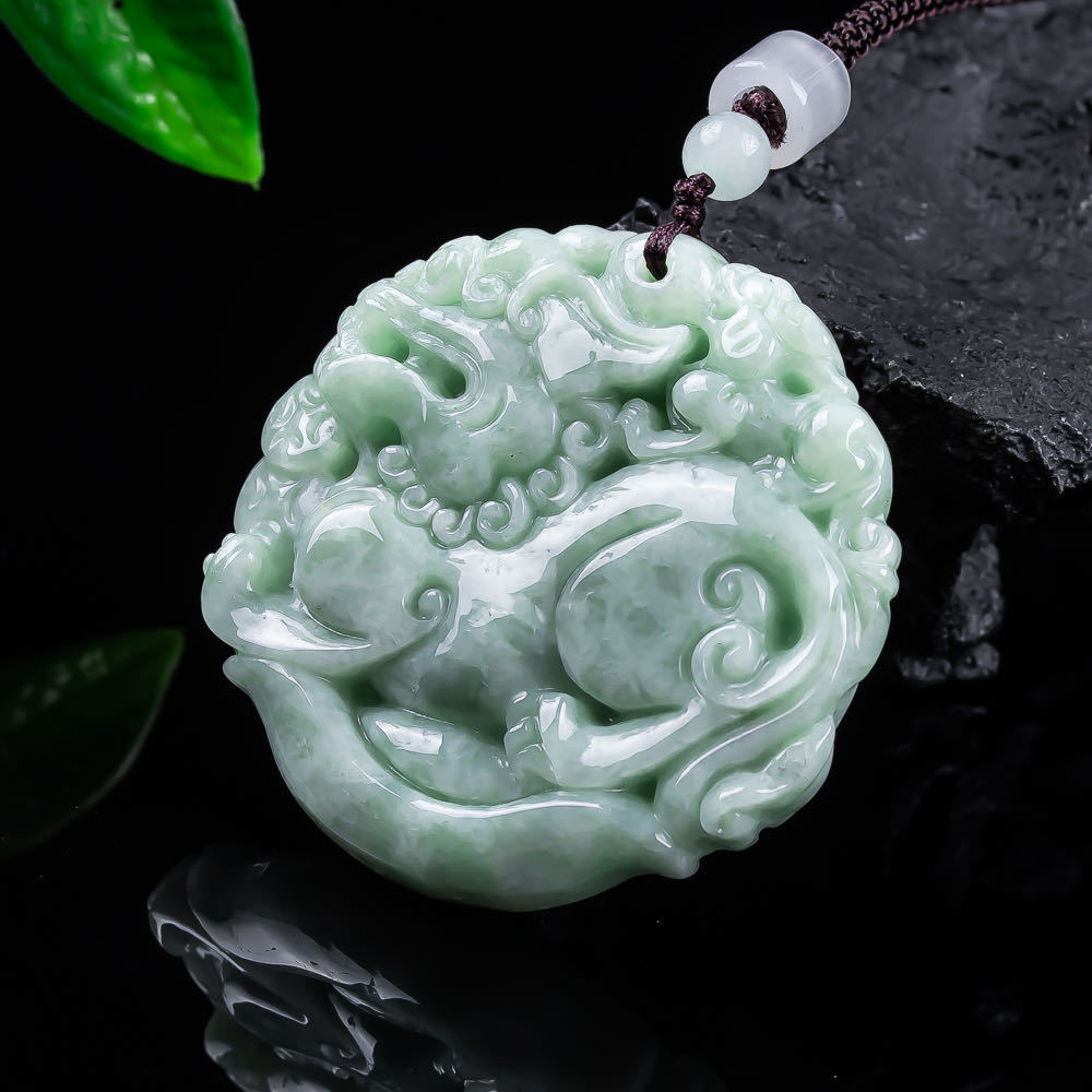 Women'S Accessories - Natural Myanmar Jadeite Pixiu Pendant Necklace
