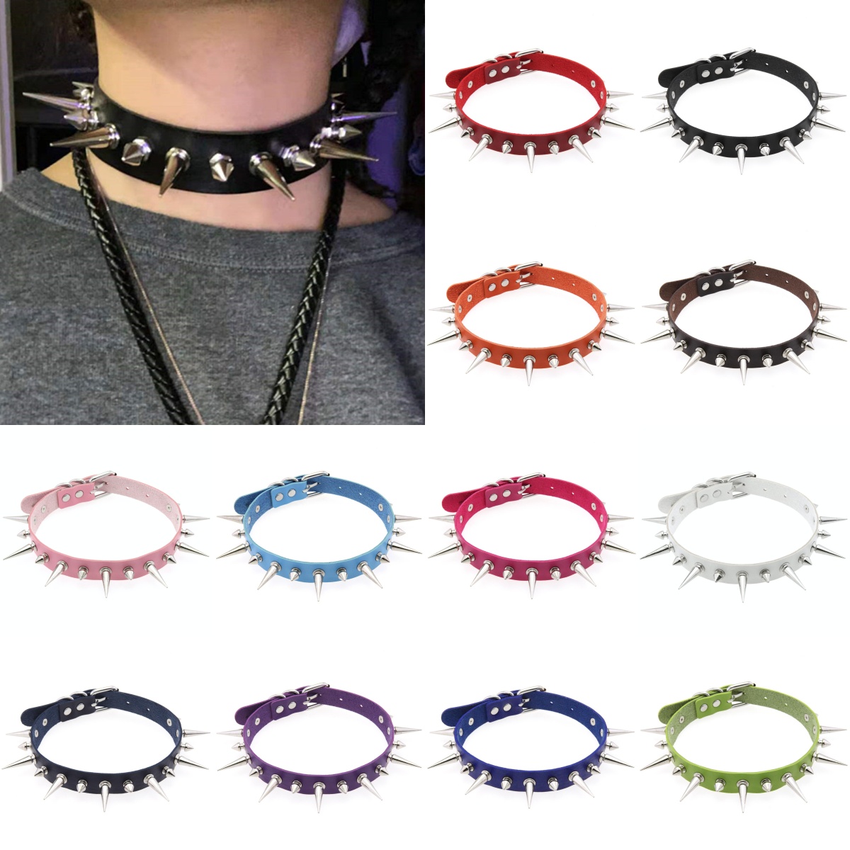 Women'S Emo Accessories - 12Colors Halloween Emo Cosplay Goth Choker