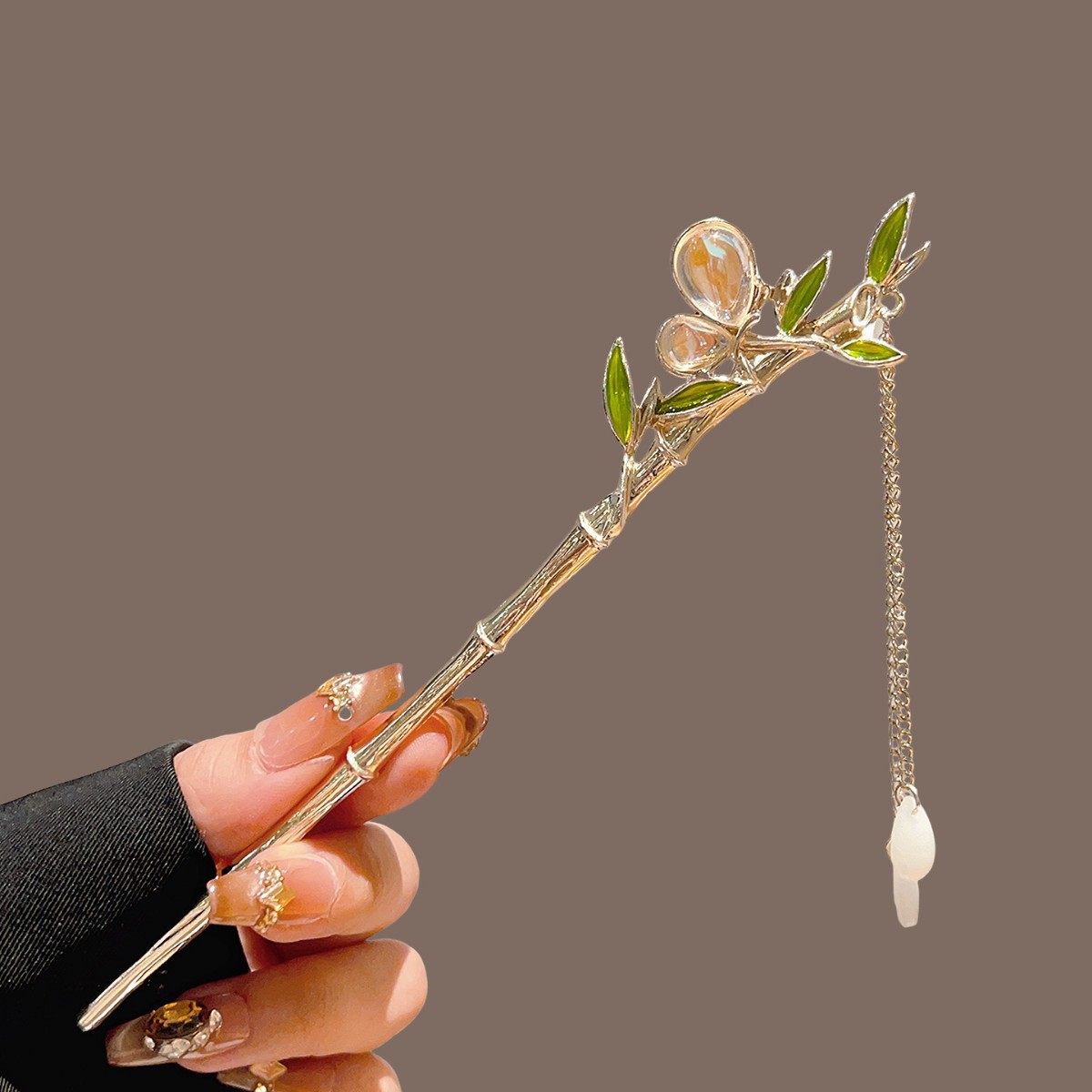 Green Bamboo Tassel Hair Stick - đánh giá và giá Pearl Hair Pin
