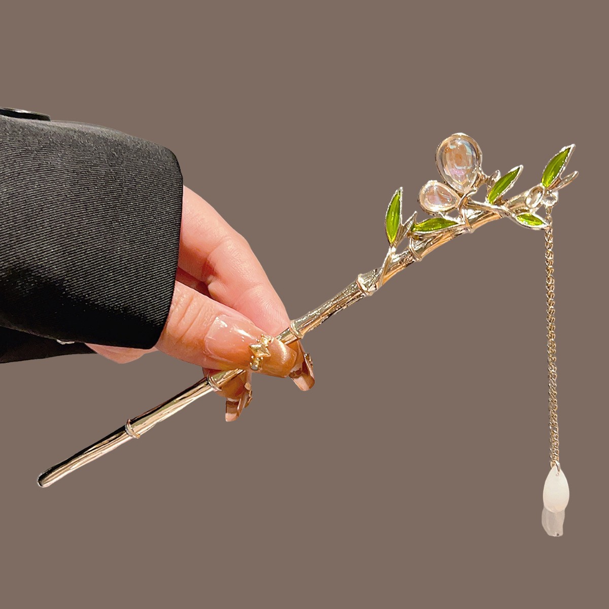 Green Bamboo Tassel Hair Stick - đánh giá và giá Pearl Hair Pin