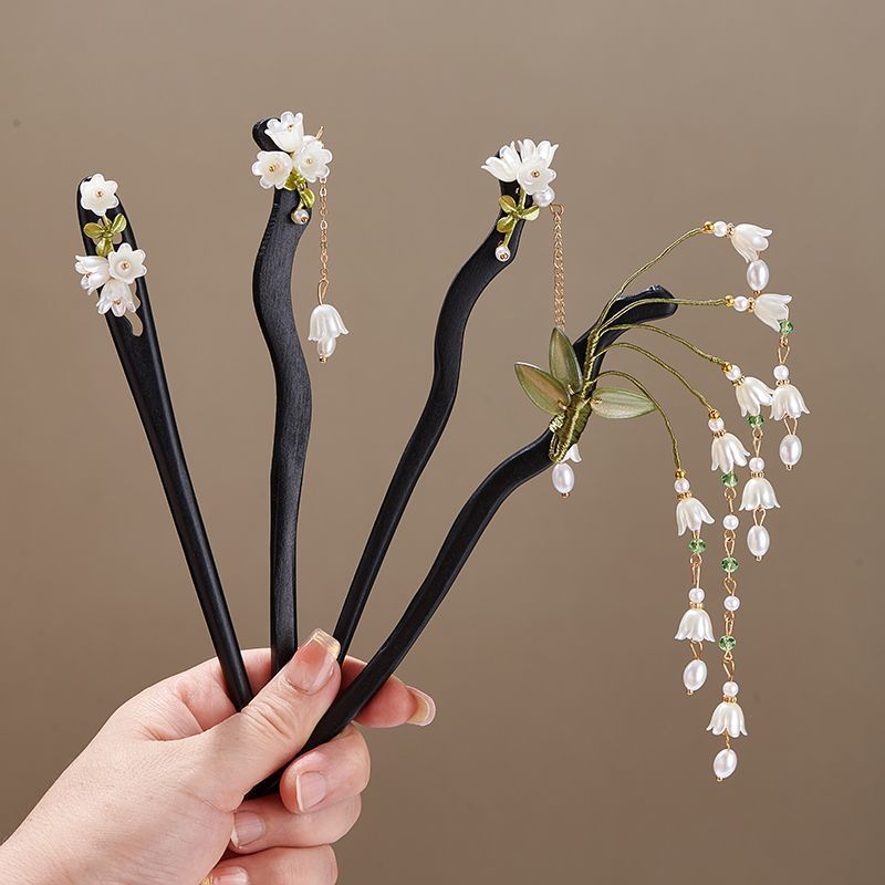 Wooden Flower Hairpin Vintage  - đánh giá và giá Pearl Hair Pin
