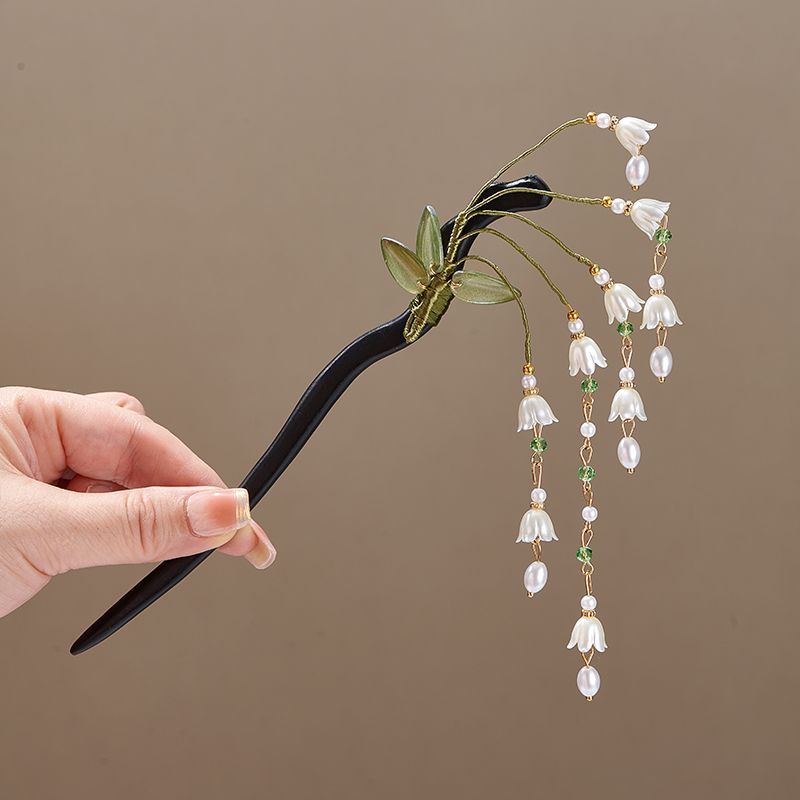 Wooden Flower Hairpin Vintage  - đánh giá và giá Pearl Hair Pin