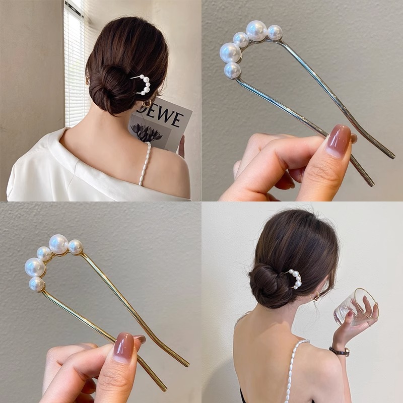 New Metal Vintage U Shape Hair - đánh giá và giá Pearl Hair Pin