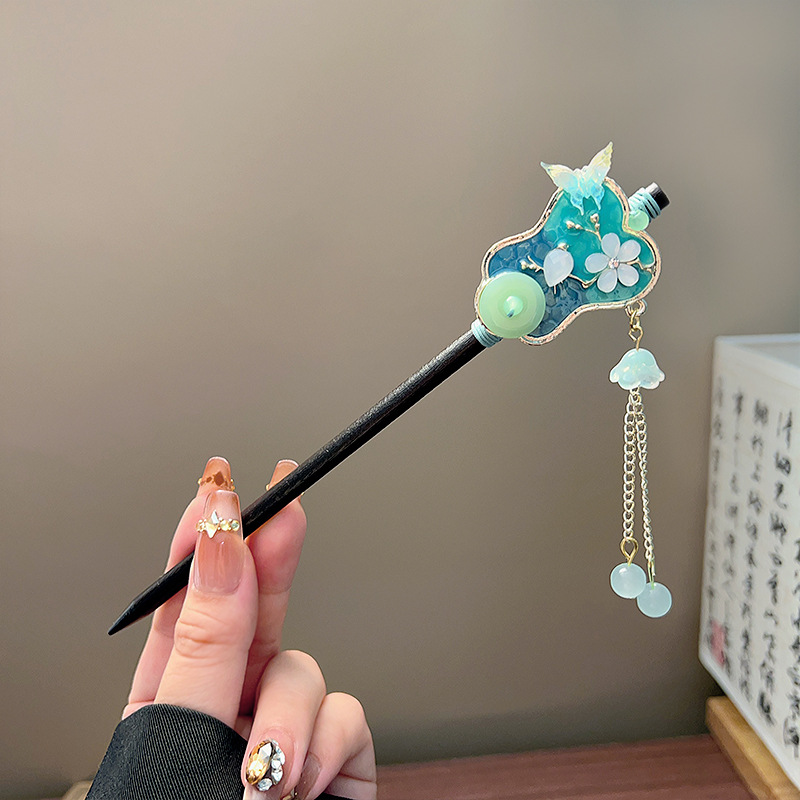 Classic Tassel Hair Stick Blac - đánh giá và giá Pearl Hair Pin